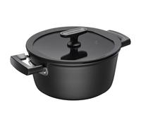Fiskars saucepan with lid, Hard Face, diameter 22 cm, capacity: 3.5 litres, suitable for all hobs, non-stick coating, scratch-resistant, aluminium/plastic, 1075526, black