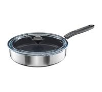 Fiskars sauté pan with lid, Ø 26 cm, Coated pan, Suitable for all hobs, Recycled stainless steel, Functional shape, Black, 1072314
