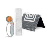 Fiskars Sewing Ruler, Rotary Cutter, Folding Cutting Mat, for All Fabrics, Grey, 45MM
