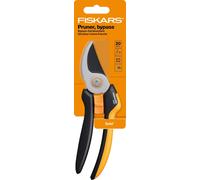 Fiskars Bypass Garden Pruners L, Solid, P341, For fresh branches and twigs, Non-stick coated, Stainless steel blades, Length: 20.5 cm, Black/Orange,
