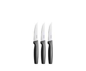 Fiskars Steak Knife Set, 3-piece, Functional Form, Stainless Steel/Plastic, Black, 1057564