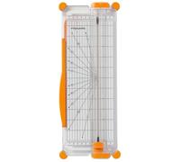 Fiskars SureCut paper cutter, A4, narrow base, paper cutter with cutting line guide, white/orange, 1077799