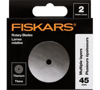 Fiskars Titanium-Coated 45mm Rotary Blades, 2-Pack (1065948) - 3x Harder Than Steel, Fits 45mm Rotary Cutters