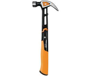 Fiskars Universal Hammer IsoCore M with Curved Claw, Length: 34 cm | Weight: 884 g, Black/Orange, 1027202