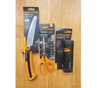 Fiskars Xtract Retractable Pruning Garden Saw + Classic Scissors + Sharpener