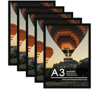 Fisnish A3 Picture Frame 5 Pack, Classic Black 11.7x16.5 Poster Frame for Horizontal or Vertical Wall Mounting