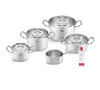 Fissler Original Profi Collection Stainless Steel Cooking Pot Set 5 Pieces Including Glass Lid + Free Stainless Steel Care Induction