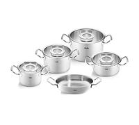 Fissler Original Profi Collection Stainless Steel Saucepan Set, 5 Pieces, Pots with Glass Lids (3 Cooking Pots, 1 Stewing Pan 1 Serving Pan) - Induction