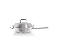 Fissler Original Profi Collection Stainless Steel Wok Pan Diameter 30 cm 4.1 litres with Metal Lid Uncoated Induction Silver