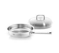 Fissler Profi Collection Stainless Steel Frying Pan Set 2 Pieces Diameter 28 cm Uncoated with High Capacity Lid for Induction Cookers