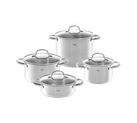 Fissler San Francisco 4-Piece Stainless Steel Saucepan Set with Glass Lids, Induction (3 Saucepans and 1 Stewing Pot)