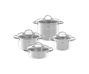 Fissler San Francisco 4-Piece Stainless Steel Saucepan Set with Glass Lids, Induction (3 Saucepans and 1 Stewing Pot)