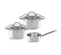Fissler San Francisco/Stainless Steel 3-Piece Saucepan Set, Pots with Glass Lid, Induction (2 Saucepans, 1 Saucepan) - Induction