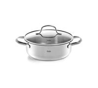 Fissler San Franciso Stainless Steel Casserole Dish 1.2 L Diameter 16 cm with Glass Lid Pouring Rim Energy-Saving Also Suitable for Induction Cookers, 040-123-16-000/0