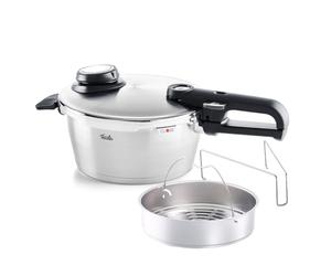 Fissler Vitavit Premium Pressure Cooker (3.5 L, Diameter 22 cm) Stainless Steel Pressure Cooker, 4 Cooking Levels, Includes Induction Insert, Silver