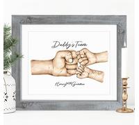 "FIST BUMP" Daddy's Team Personalised Dad Gift Print | Daddy Grandad Birthday Gift | Father Day Gift from The Kids | FRAMED or UNFRAMED options