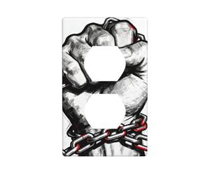 Fist Chain Brotherhood Decorative Switch Plate Cover-Unbreakable Polycarbonate Wall Plate for Home Office, 1 Gang with Screws