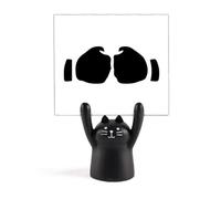 Fist Gesture Outline Pattern Memo Holder Cartoon Black Cat Stand Decoration