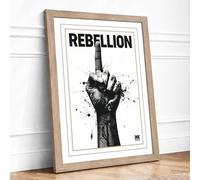 Fist of Rebellion Typography Framed Wall Art Print A2 (59.4×42cm) Oak, Wall Decor for Living Room, Bedroom, Office & Home, Ready to Hang, Art Gift