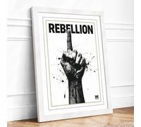 Fist of Rebellion Typography Framed Wall Art Print A2 (59.4×42cm) White, Wall Decor for Living Room, Bedroom, Office & Home, Ready to Hang, Art Gift