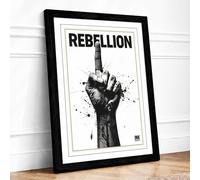 Fist of Rebellion Typography Framed Wall Art Print A4 (29.7×21cm) Black, Wall Decor for Living Room, Bedroom, Office & Home, Ready to Hang, Art Gift