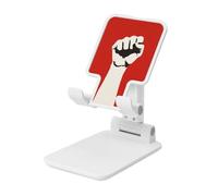 Fist Raised On Red Foldable Cell Phone Stand Adjustable Angle Height Desktop Portable Cellphone Cradle Compatible With All Smartphone White-Style