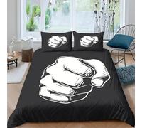 Fist Single Duvet Cover Set Black and White Patterns Bedding Set 3D Print Soft Microfiber Quilt Covers 135x200 cm with Zipper Closure and 2 Pillowcases 50x75 cm for Teens K.5916