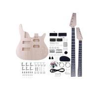 Fistrock DIY Electric Guitar and Bass Double Neck Kit 6 String and 4 String Guitar Kits Right Handed with Basswood Body Hard Maple Neck Chrome Hardware Build Your Own Bass and Guitar.