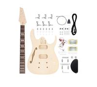 Fistrock DIY Electric Guitar Kit Beginner Kit 6 String Right Handed with Flamed Maple Veneer Top Basswood Body Hard Maple Neck Rosewood Fingerboard Chrome Hardware Build Your Own Guitar.