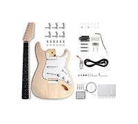 Fistrock DIY Electric Guitar Kit Strat Style Beginner Kits 6 String Right Handed with Basswood Body Maple Neck Poplar Laminated Fingerboard Chrome Hardware Build Your Own Guitar.