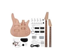 Fistrock Double Neck DIY Electric Guitar and Bass Kit 6 String and 4 String Guitar Kit Right Handed with Mahogany Body Mahogany Neck Rosewood Fingerboard Build Your Own Bass and Guitar.