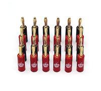 FISUAL Banana Plugs 4mm for HiFi Speakers Gold Plated 10 Pairs | Fits standard 4mm amp and speaker sockets, double-screw design, ideal quantity for surround systems