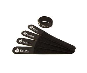 FISUAL Chunky Cable Ties Black 20 Pack | 150mm x 20mm ties hold up to 5-8 cables each, reusable hook-and-loop fastening, keeps power away from AV cables