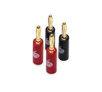 Fisual Easy Fix Banana Plugs (Pack Of 4) | Twin-screw clamp for secure cable termination, gold-plated with colour-coded shells, prevents corrosion