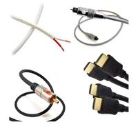 FISUAL Home Cinema Cable Pack of 2 x HDMI 2.5m, Digital Optical Cable 2m, Speaker Cable 25m and Subwoofer Cable 5m