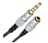 Fisual S-Flex Mini 3.5mm 4 Pole Jack Extension Cable 0.5m | 4-pole TRRS design for headphone-mic combos, compact gold-plated plugs, super-soft anti-tangle cable