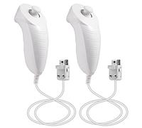 FISUPER Wii Nunchuck Controller Replacement，2 Pack Remote Joystick Compatible for Wii U (White)