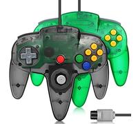 FISUPER Wired N64 Controller Classic Gamepad Joystick for N64 Console (Clear Black + Clear Green)