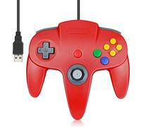 FISUPER Wired USB N64 Controller, Classic Video Game Controller USB Gamepad for Windows PC MAC Raspberry PI Retropie (Red)