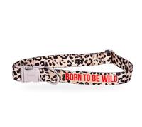 Fisura - Adjustable Pet Dog Collar “Born to Be Wild” - Medium & Large Dog Nylon Collar with Zinc Quick Release Buckle - 1" Wide - Pet Original Gift