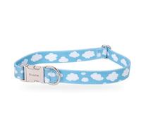 Fisura - Adjustable Pet Dog Collar with Cloud Print - Small Dog Nylon Collar with Zinc Quick Release Buckle - 0.6" Wide - Pet Original Gift