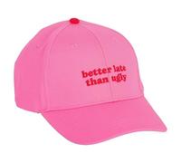 Fisura - Baseball Cap “Better Late Than Ugly” - Pink Adjustable Baseball Hat with Embroidered Text, Funny Summer Cap for Women & Men, Casual Streetwear Hat, One Size