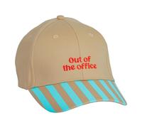 Fisura - Baseball Cap “Out of the Office” - Beige & Blue Adjustable Baseball Hat with Embroidered Text, Funny Summer Cap for Travel & Holidays, Men & Women, One Size