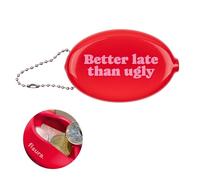 Fisura Better Late Pink Oval Rubber Coin Purse Retro Coin Purse with Chain Small Pocket Wallet Unisex Gift 1 Unit.