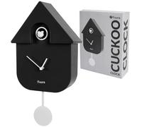 Fisura - Black & White Cuckoo Wall Clock. Original Wall Clock | Modern Decorative Wall Clock. Requires 3 AA Batteries (Not Included). 8.5 x 3.1 x 16.3 in. ABS Plastic.