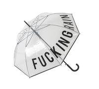 Fisura - Black & White Transparent Automatic Umbrella, F*cking Rain | Windproof Design, 40.5 Inch Canopy, Automatic Push-Button Opening for Quick and Easy Use