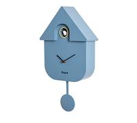 Fisura - Cuckoo clock, wall clock, cuckoo clock with working bird, original and modern cuckoo clock for gift - 3 AA batteries not included, material: ABS plastic, 21,5 x 8 x 41,5 (Blue)