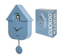 Fisura - Cuckoo clock, wall clock, cuckoo clock with working bird, original and modern cuckoo clock for gift - 3 AA batteries not included, material: ABS plastic, 21,5 x 8 x 41,5 (Blue)