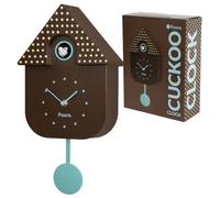Fisura - Brown Cuckoo Wall Clock. Original Wall Clock | Modern Decorative Wall Clock. Requires 3 AA Batteries (Not Included). 8.5 x 3.1 x 16.3 in. ABS Plastic.