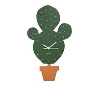 Fisura Cat Clock with Tail Original Wall Clock Silent Wall Clock 46 x 8 cm Wood and ABS 1 x AA Battery (not included) (Cactus, Green)